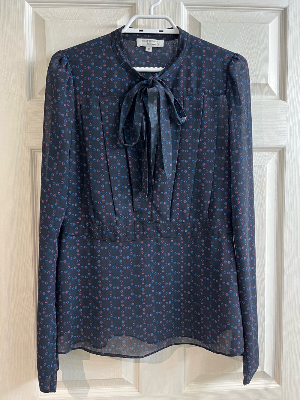 Derek Lam Blouse Navy Blue floral peplum blouse Size 46
